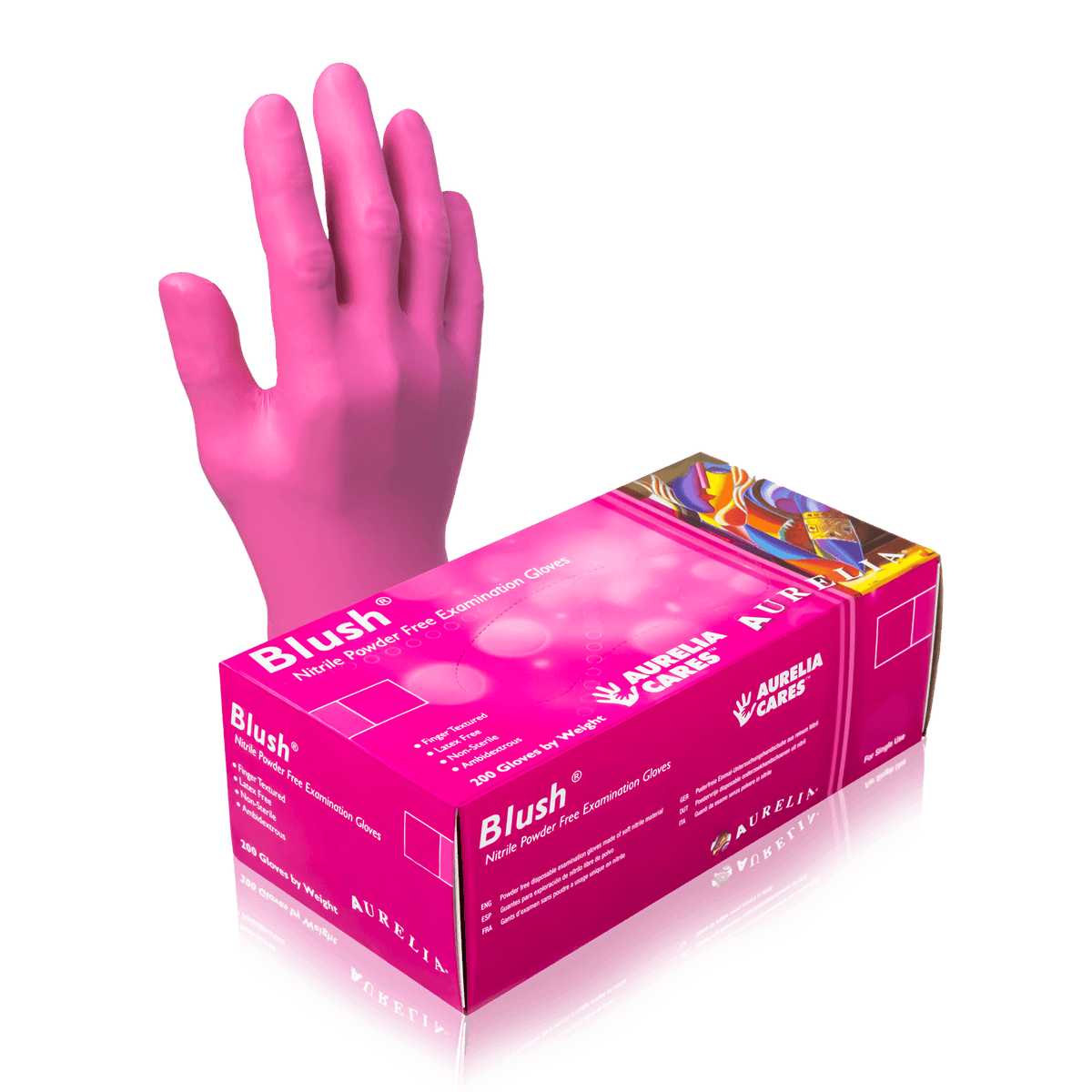 Aurelia Blush Pink Powder-Free Nitrile Gloves