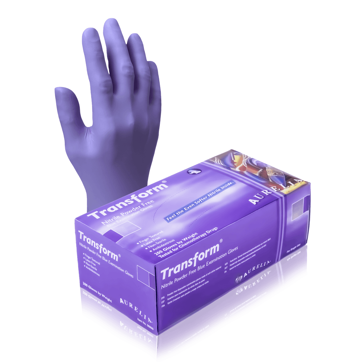 Aurelia Transform Ice Blue Powder-Free Nitrile Gloves
