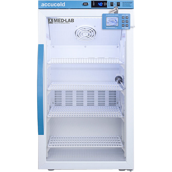 Accucold 3 Cu.Ft., Counter Height Lab Refrigerator, Digital Data Logger, Glass Door | Model ARG3MLDL2B - microscopemarketplace