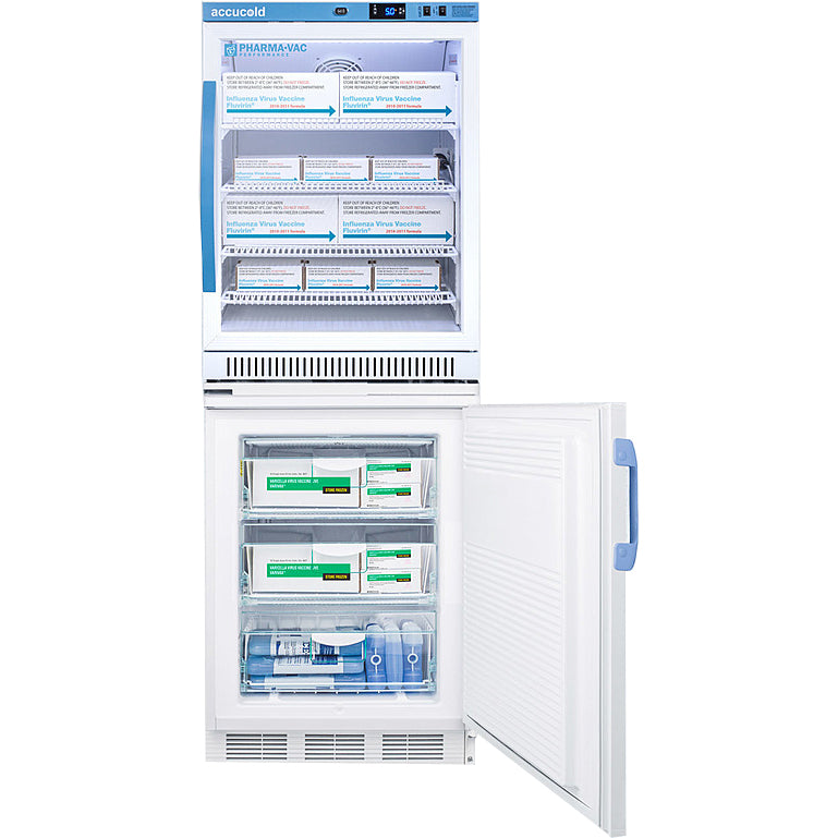 Accucold 6.0 Cu.Ft. Refrigerator/3.2 Cu.Ft. Freezer Combo, 24" Wide | Model ARG6PV-VT65MLSTACKMED2 - microscopemarketplace