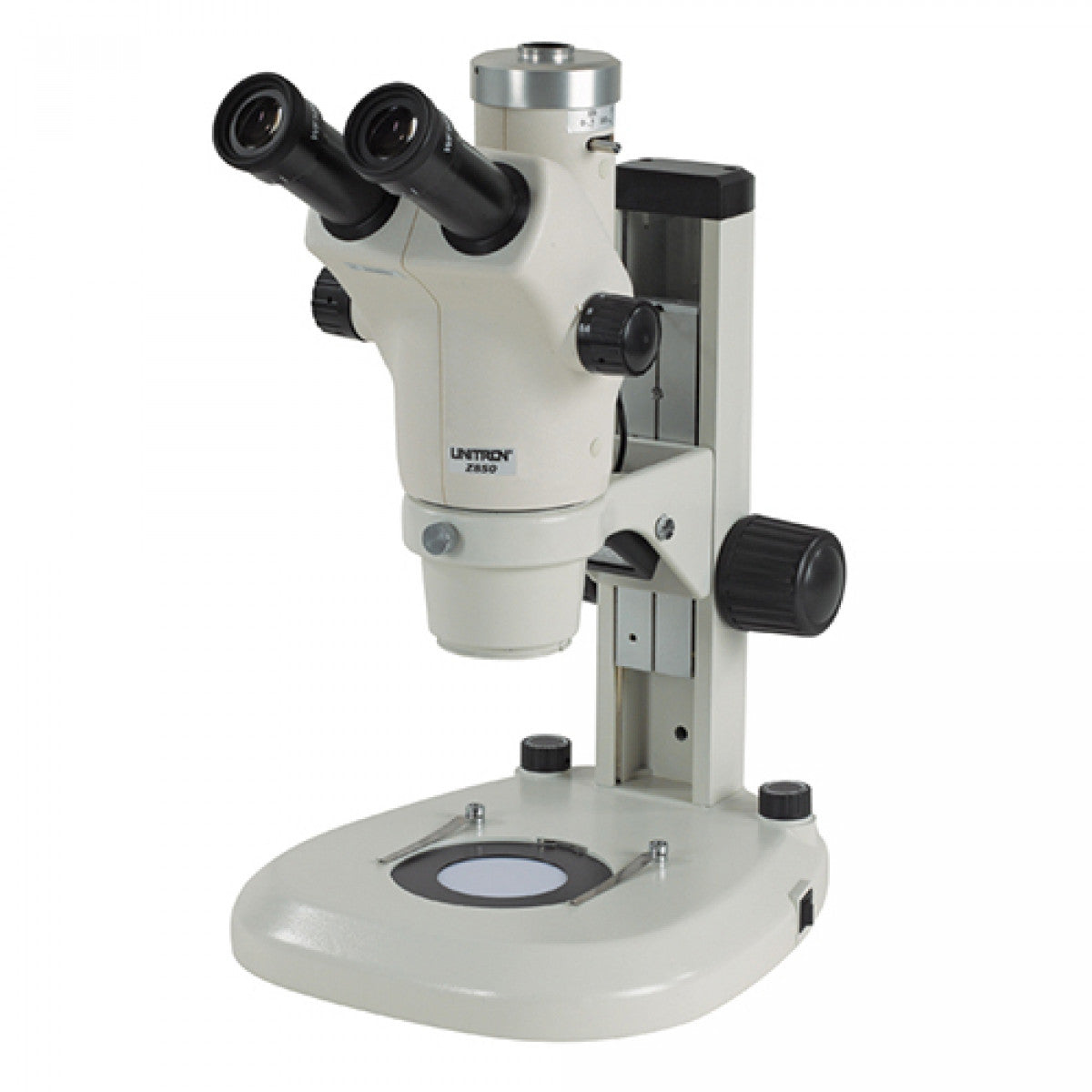 Unitron Z650HR Gemological Trinocular High Resolution Zoom Stereo Microscope On LED Incident & Transmitted Focusing Stand - microscopemarketplace