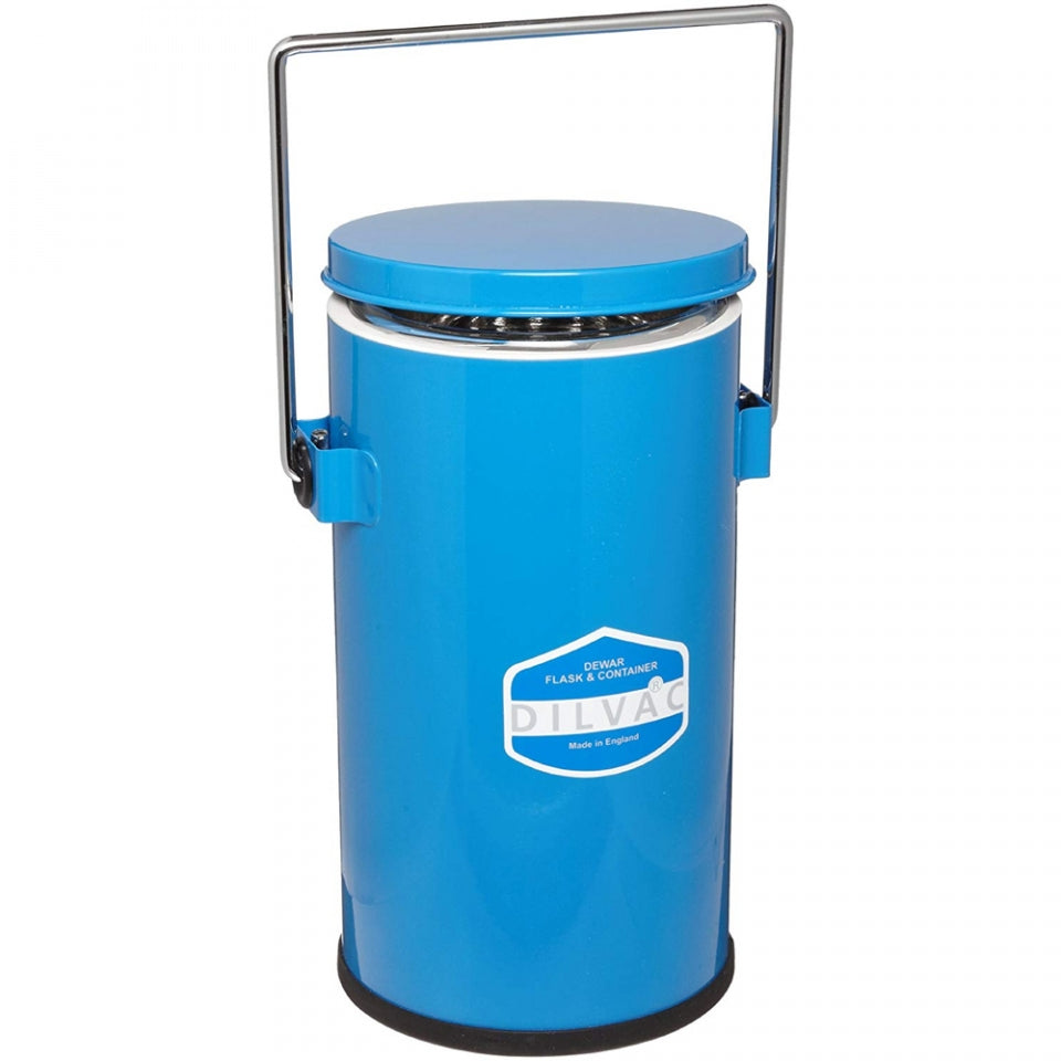 Scilogex 4.5 Liter Blue Enameled Cased Dewar Flask with Handle and Lid - microscopemarketplace