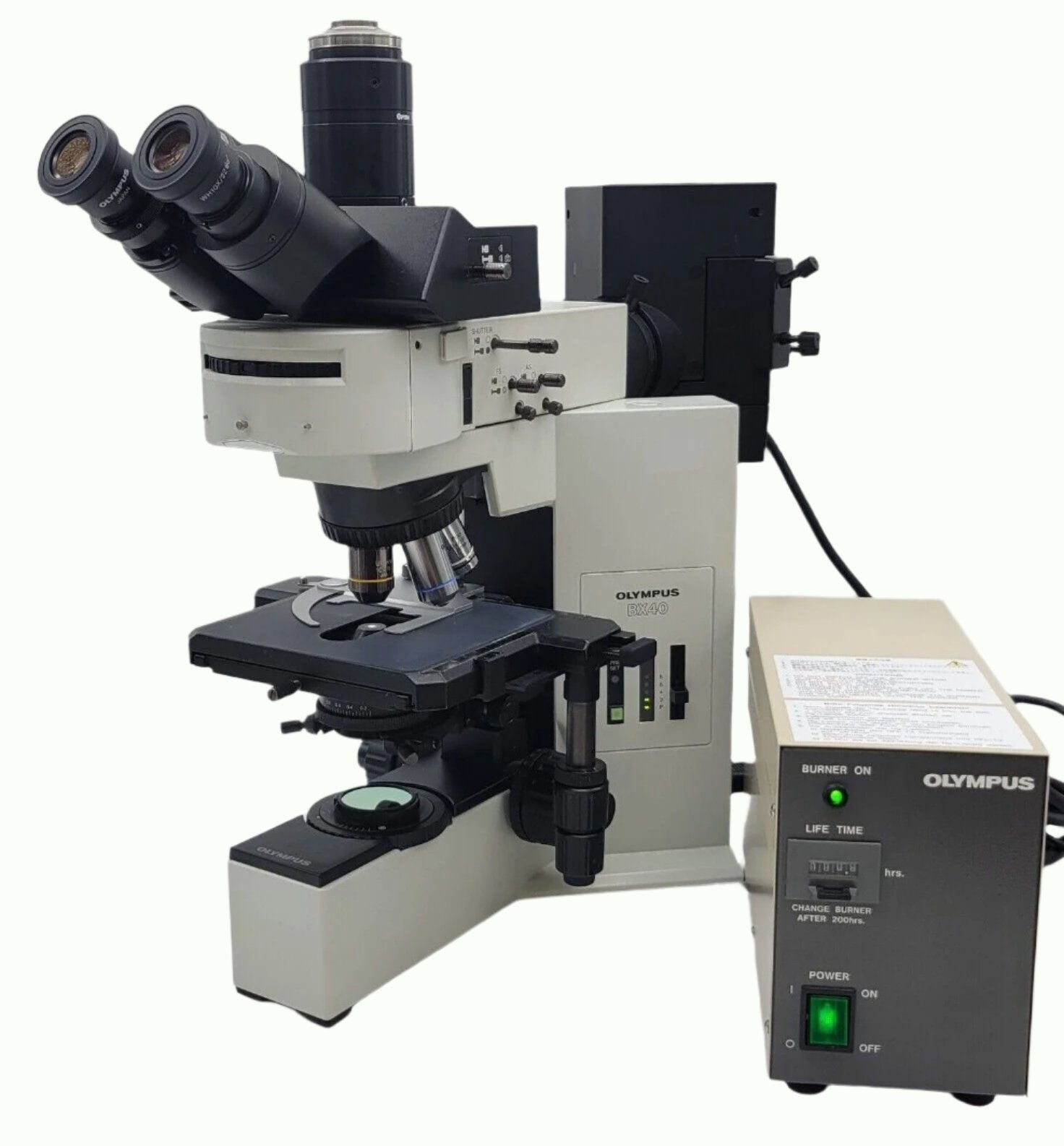 Olympus Microscope BX40 with Fluorescence, 10x ,40x, 100x, and Trinocular  Head