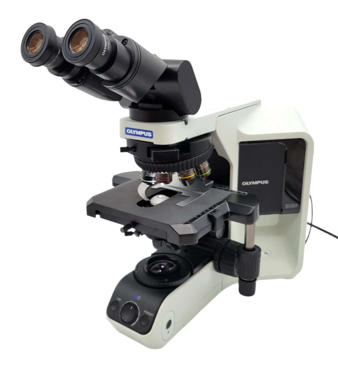 Olympus Microscope BX53 LED with Apo 2x, Fluorites, & Tilting Binocula