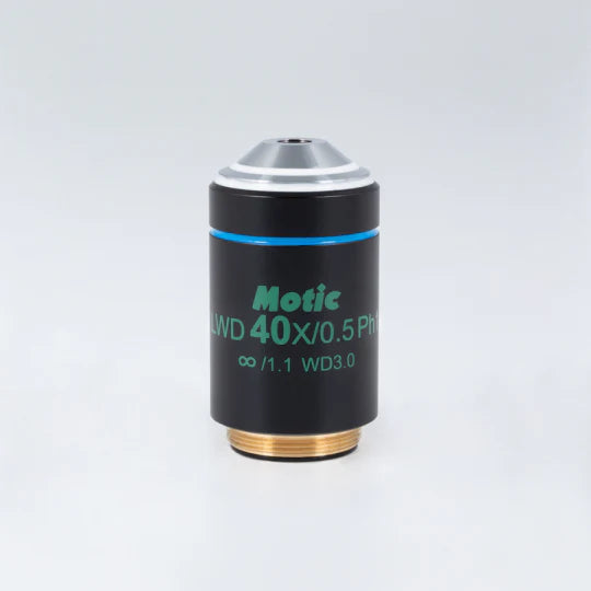 MOTIC Plan achromatic Phase objective LWD PL Ph 40X/0.5 (WD=3.0mm) Ph1 | (1101001703112) - Microscope Marketplace