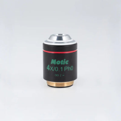 MOTIC Plan achromatic Phase objective PL Ph 4X/0.10 (WD=12.6mm) Ph0 | (1101001703281) - Microscope Marketplace