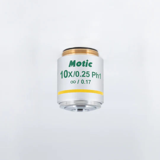 MOTIC Plan Achromatic Phase Objective UC Ph 10X/0.25 (WD=17.4mm), Ph1 | (1101001706481) - Microscope Marketplace