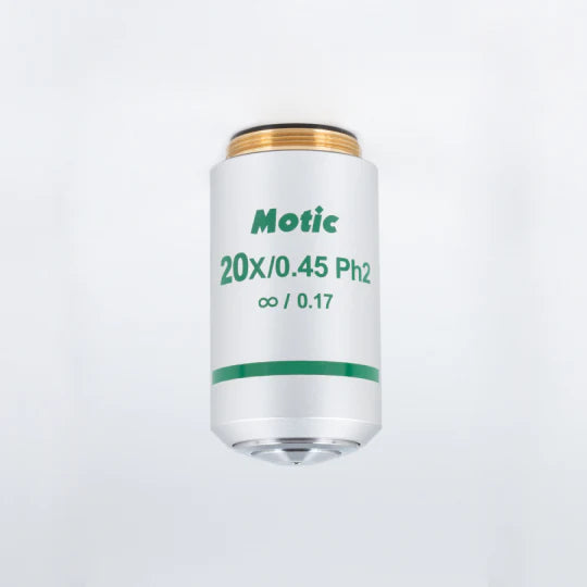 MOTIC Plan Achromatic Phase Objective UC Ph 20X/0.45 (WD=0.8mm), Ph2 | (1101001706491) - Microscope Marketplace