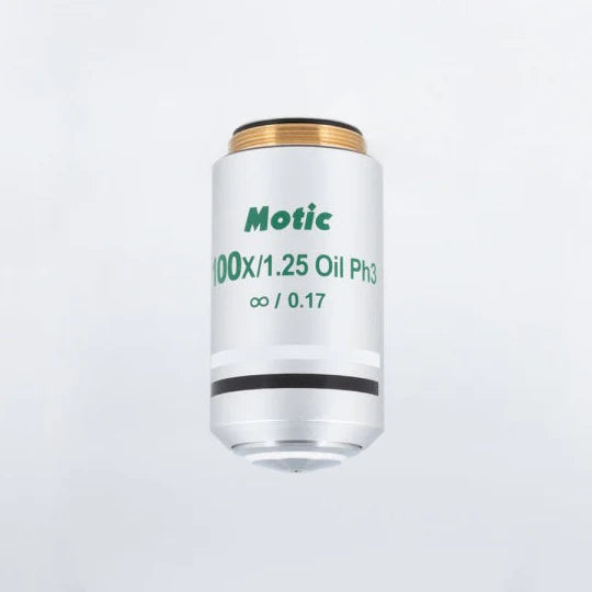 MOTIC Plan Achromatic Phase Objective UC Ph 100X/1.25/S-Oil (WD=0.16mm), Ph3 | (1101001706511) - Microscope Marketplace