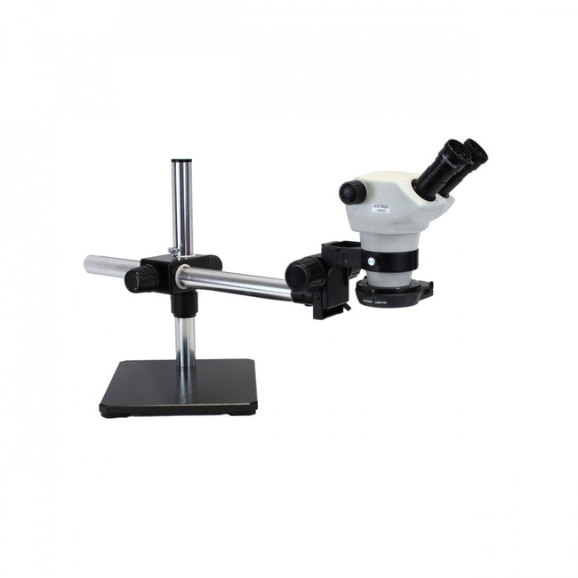 Unitron Z850 Zoom Stereo Microscope, Binocular, Boom Stand, 0.5x Aux Objective, LED140 Ring Light - microscopemarketplace