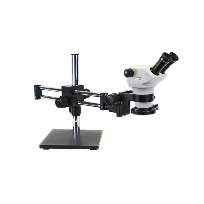 Unitron Z850 Zoom Stereo Microscope, Binocular, Ball Bearing Boom Stand, 0.5x Aux Objective, Quad LED Ring Light - microscopemarketplace