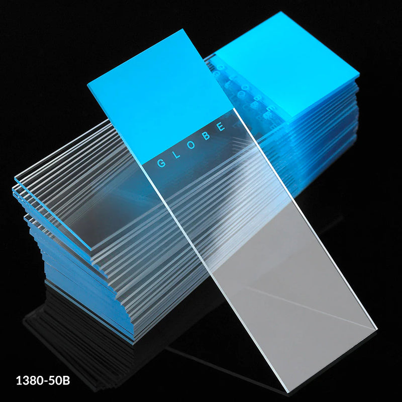 Globe Scientific Diamond® White Glass Slides with 90° Corners | 1380-50P - Microscope Marketplace