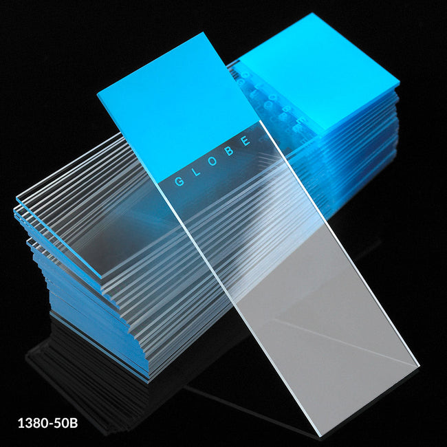 Globe Scientific Diamond® White Glass Slides with 90° Corners | 1380-50G - Microscope Marketplace