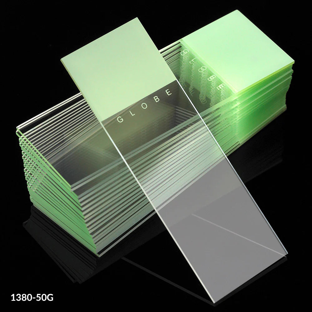 Globe Scientific Diamond® White Glass Slides with 90° Corners | 1380-50P - Microscope Marketplace