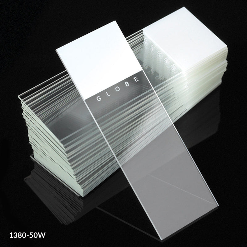 Globe Scientific Diamond® White Glass Slides with 90° Corners | 1380-50B - Microscope Marketplace