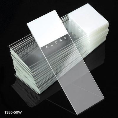 Globe Scientific Diamond® White Glass Slides with 90° Corners | 1380-50W - Microscope Marketplace
