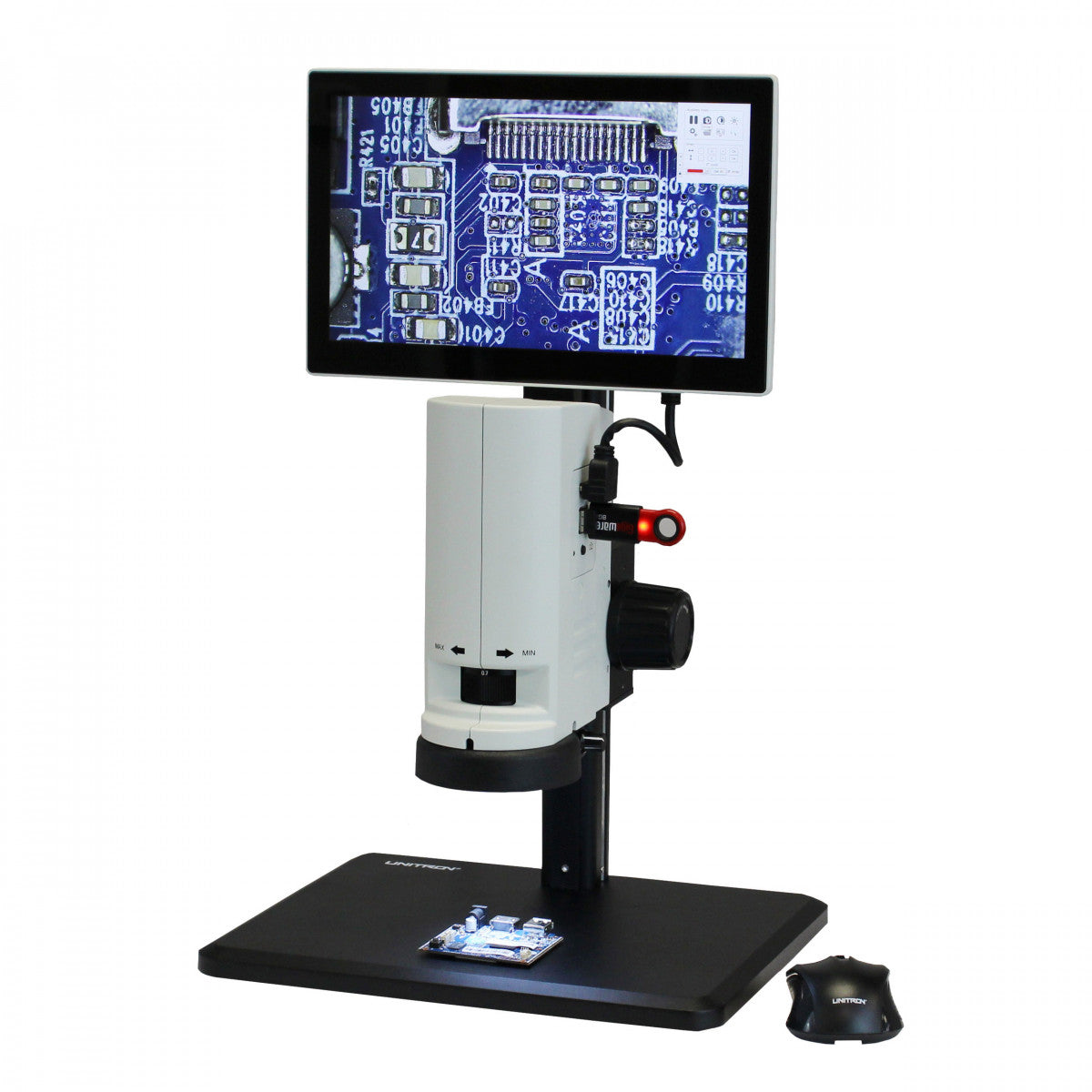 ZoomHD with Monitor on Track Stand - microscopemarketplace