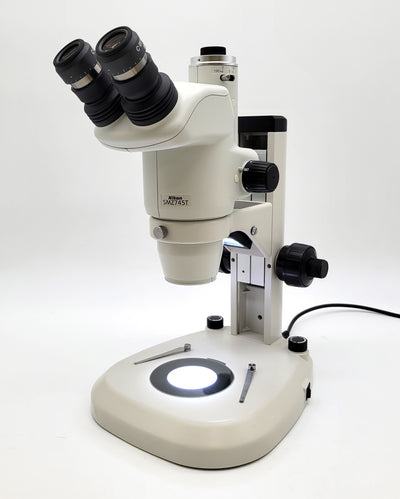 Nikon Stereo Microscope Trinocular SMZ745T with Transmitted & Reflected Light Stand - microscopemarketplace