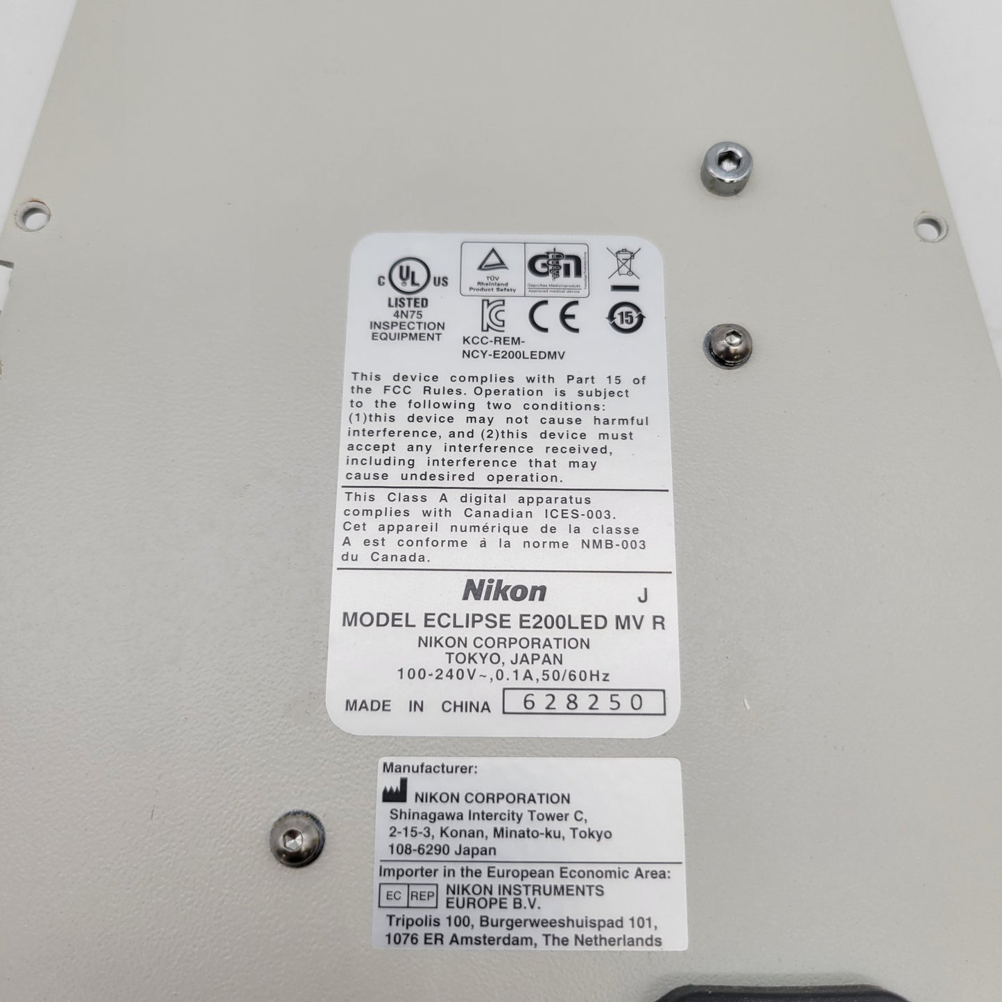 Nikon Microscope E200 LED Power Supply Lamp, Switch, Socket and Rheostat Replacement