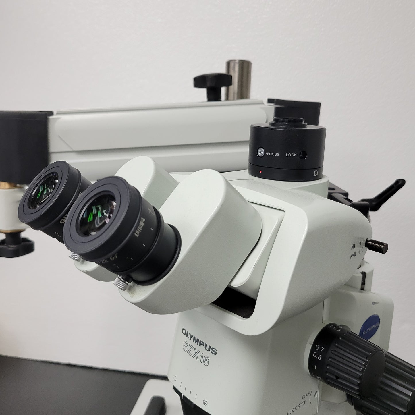 Olympus Stereo Microscope SZX16 with Tilting Trinocular Head & Articulating Arm Boom Stand - Microscope Marketplace