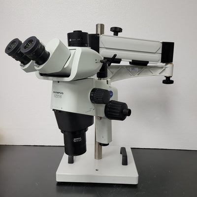 Olympus Stereo Microscope SZX16 with Tilting Trinocular Head & Articulating Arm Boom Stand - Microscope Marketplace
