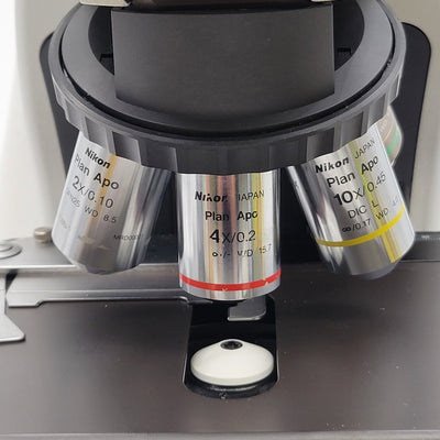 Nikon Microscope Ni-U with Plan Apo Objectives, 2x, and Tilting Telescoping Head - Microscope Marketplace