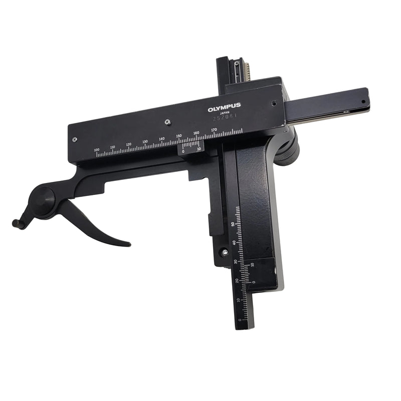Olympus Microscope CH2 Mechanical XY Stage Coaxial Drive with Slide Holder CH-2 - Microscope Marketplace