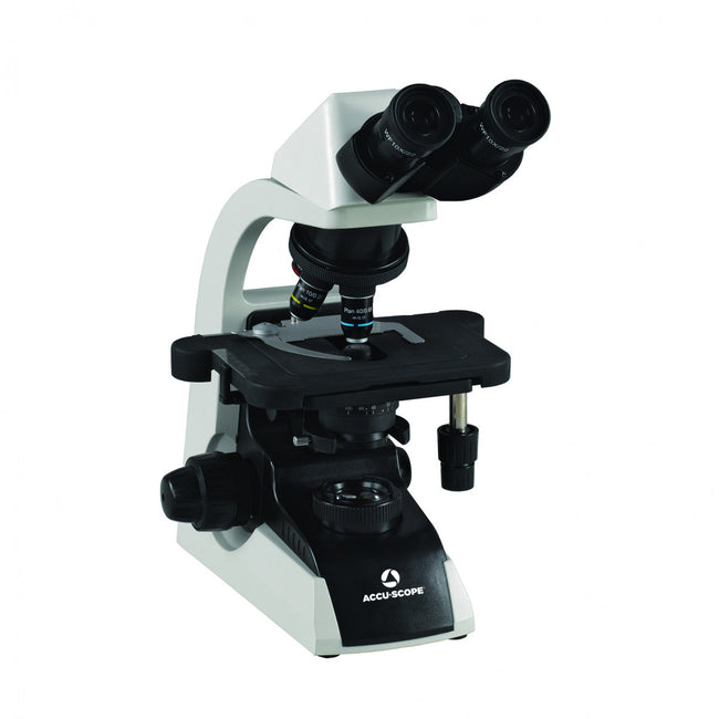 Accu-Scope 3012-LED Series Microscope with 4X, 10x, 40x, 100x Oil Infinity Plan Achromat Objectives - microscopemarketplace