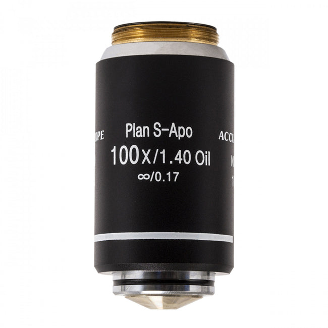 Accu-scope Microscope 100xR oil Plan S-APO objective, N.A. 1.30, W.D. 0.15mm - microscopemarketplace