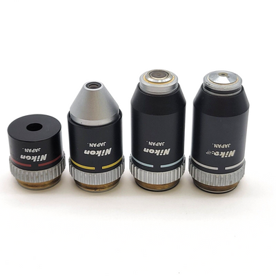 Nikon Microscope Objective Set for Alphaphot-2 YS2 4x, 10x, 40x, 100x Oil - microscopemarketplace