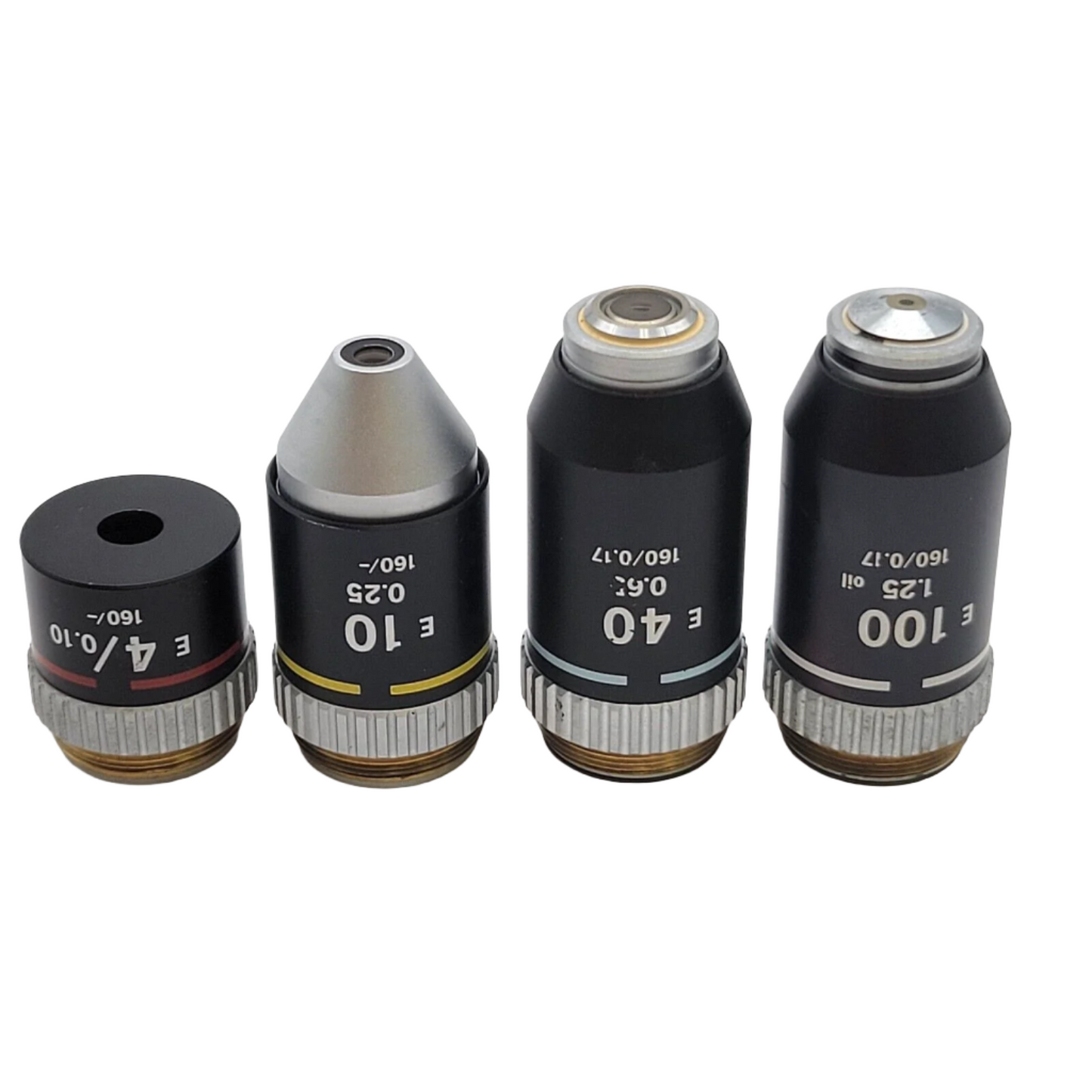 Nikon Microscope Objective Set for Alphaphot-2 YS2 4x, 10x, 40x, 100x Oil - microscopemarketplace