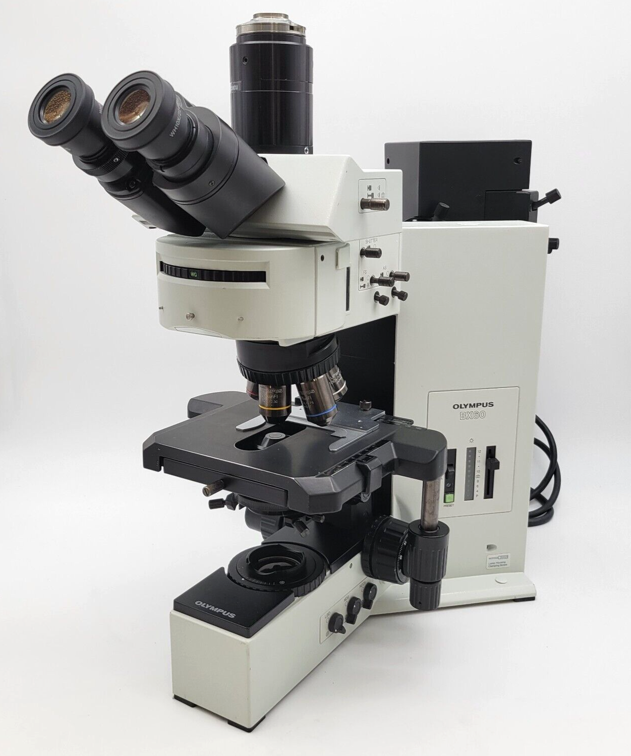 Olympus Microscope BX60 w. Fluorescence, Fluorite Objectives, & Trinocular Head - microscopemarketplace