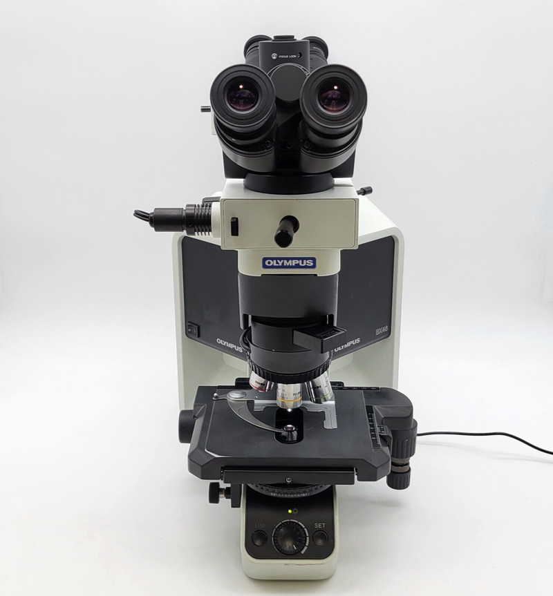 Olympus Microscope BX46 with Front to Back Dual Bridge & 2x for Pathology / Mohs - microscopemarketplace