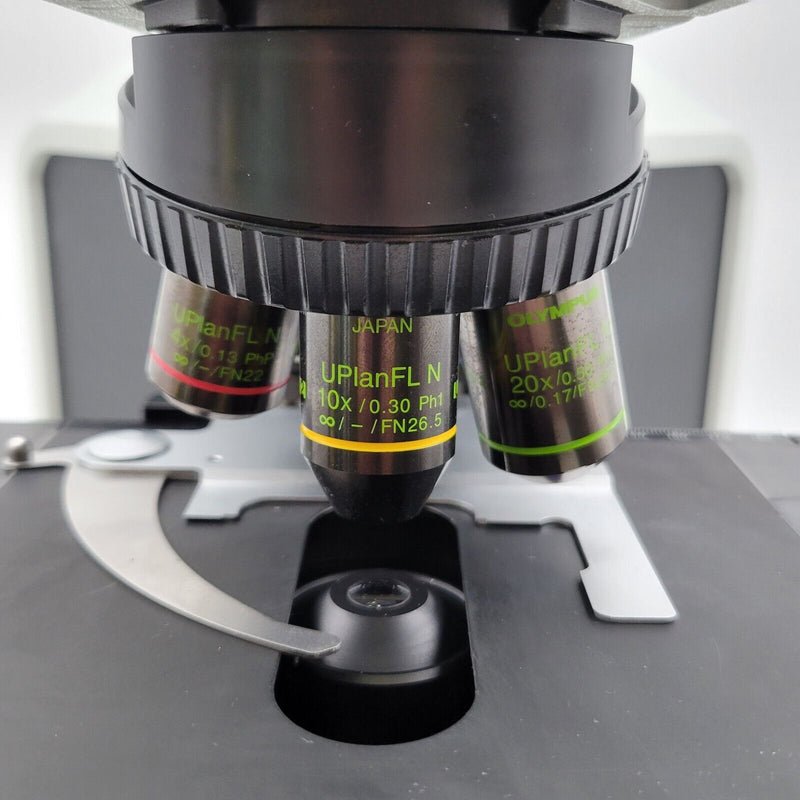 Olympus Microscope BX53 with Fluorites, Phase Contrast, and Trinocular Head - microscopemarketplace