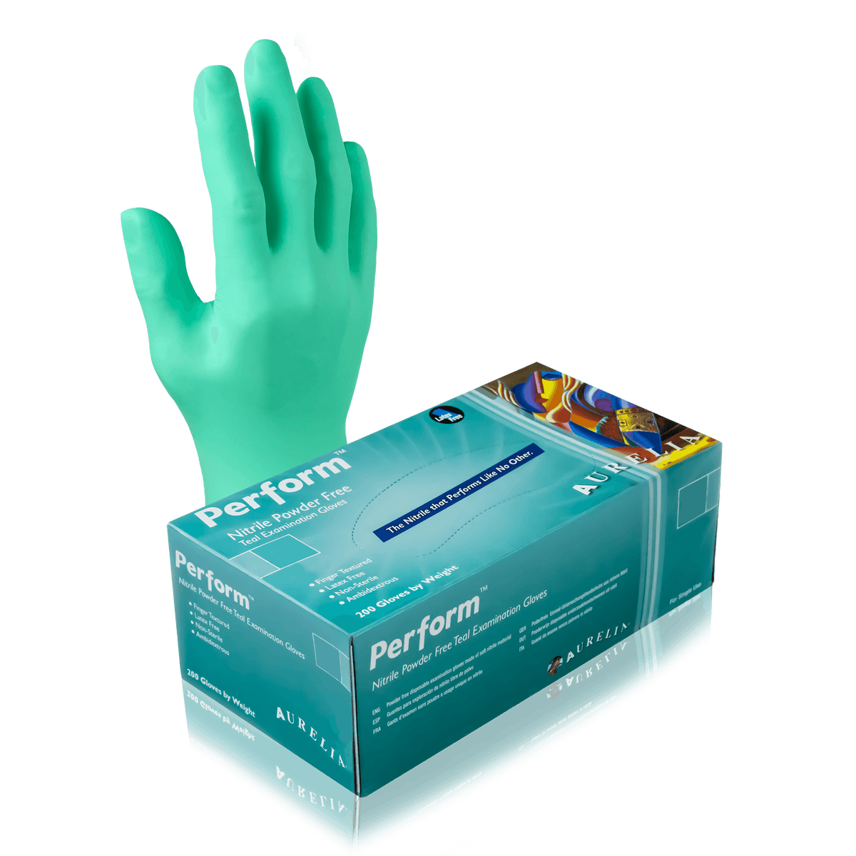 Aurelia Perform Teal Powder-Free Nitrile Gloves