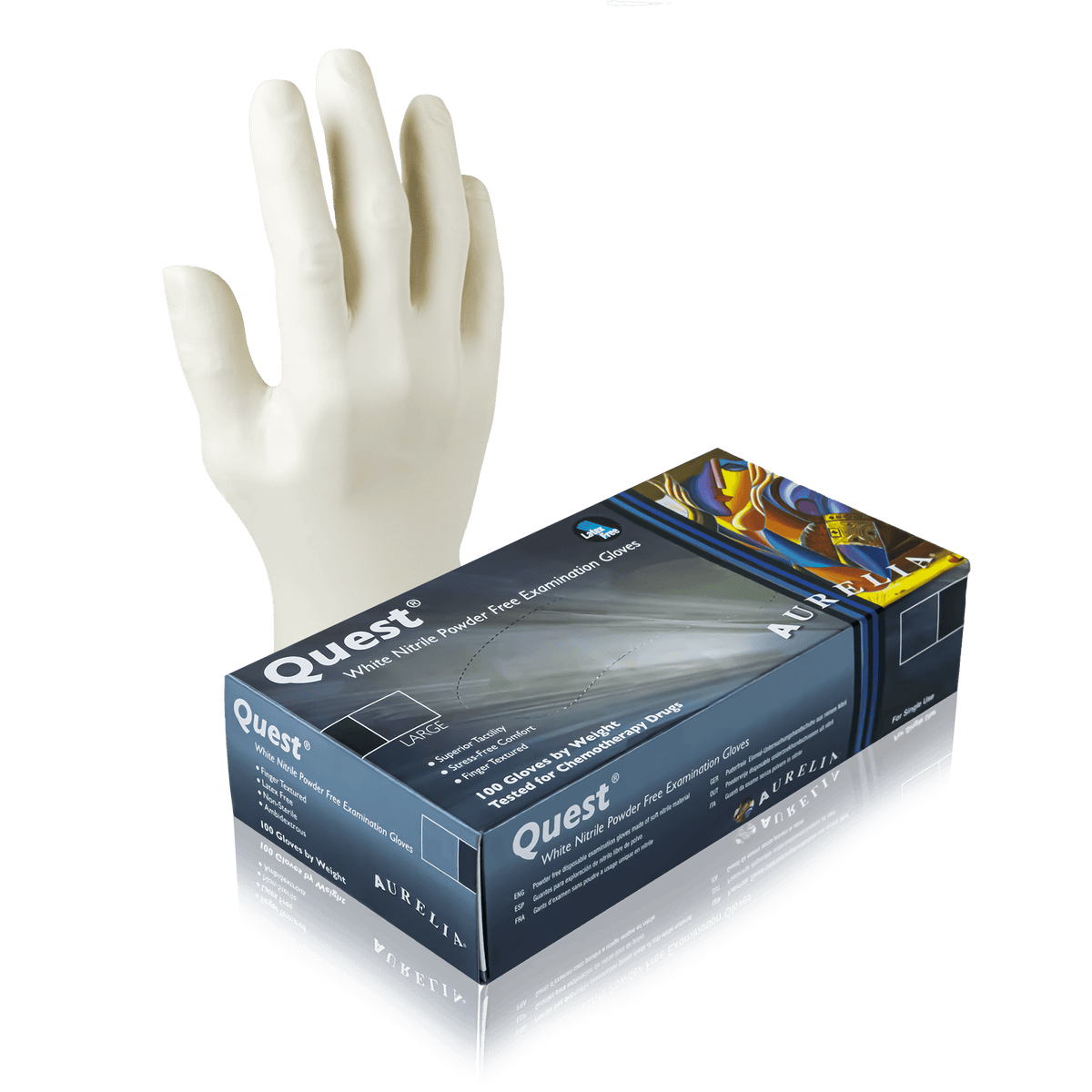 Aurelia Quest White Powder-Free Nitrile Gloves