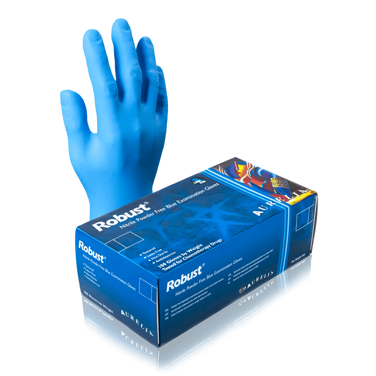 Aurelia Robust Blue Powder-Free Nitrile Gloves