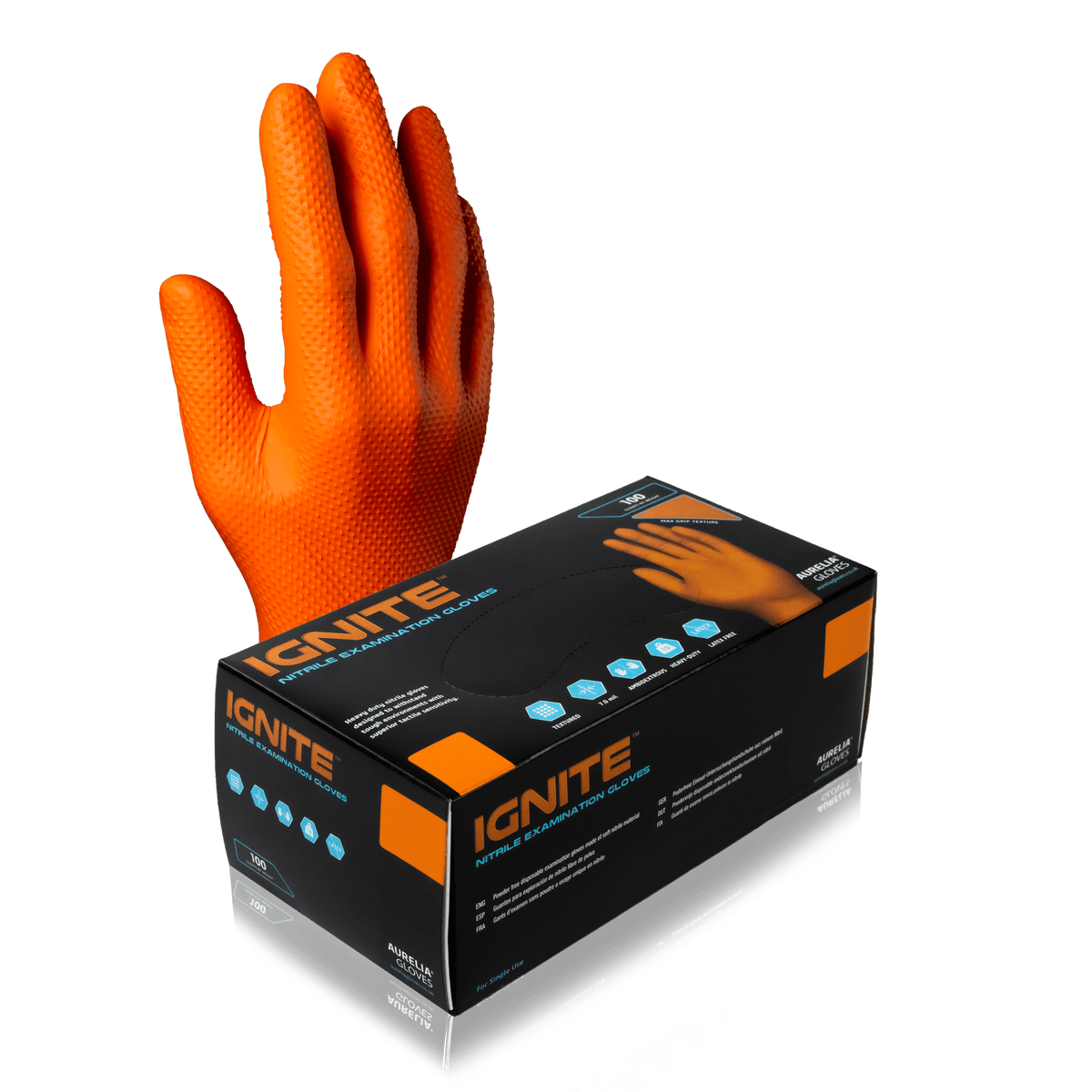 Aurelia Ignite Orange Heavy Duty Nitrile Gloves