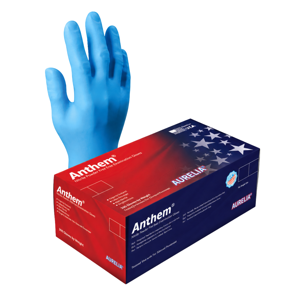 Aurelia Anthem Patriot Blue Powder-Free Nitrile Gloves