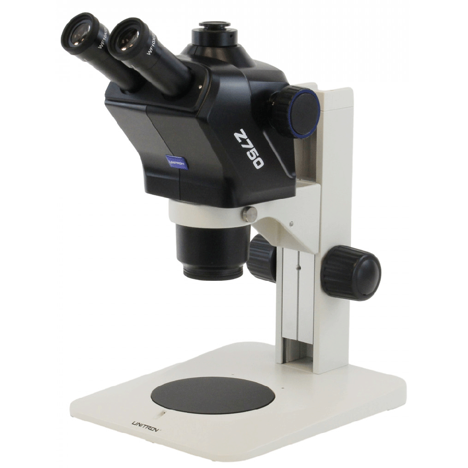 Unitron Z750 Zoom Trinocular Stereo Microscope on Plain Focusing Stand | Model 75030 -  Microscope Marketplace