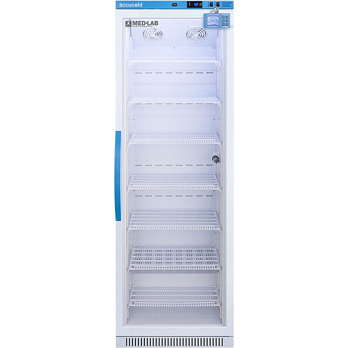 Accucold 15 Cu.Ft., Upright Laboratory Refrigerator, Digital Data Logger, Glass Door | Model ARG15MLDL2B - microscopemarketplace
