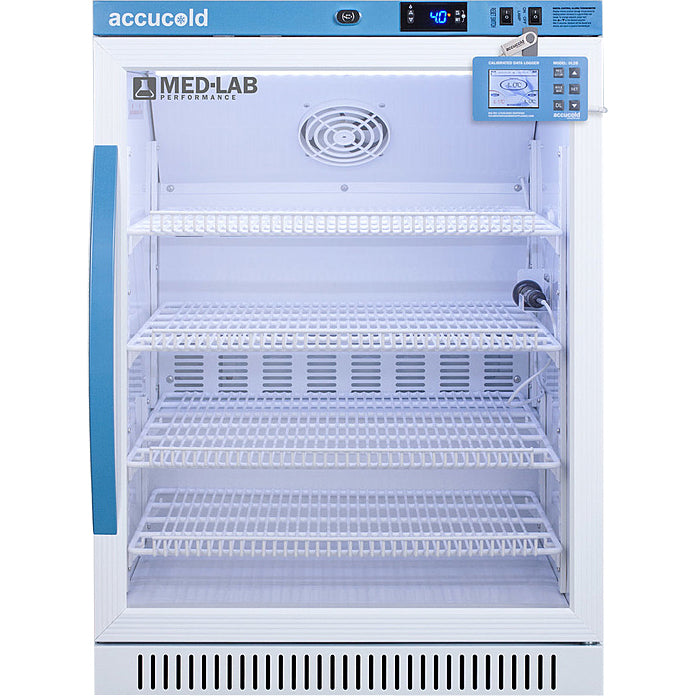 Accucold 6 Cu.Ft., ADA Height Lab Refrigerator, Digital Data Logger, Glass Door | Model ARG6MLDL2B - microscopemarketplace