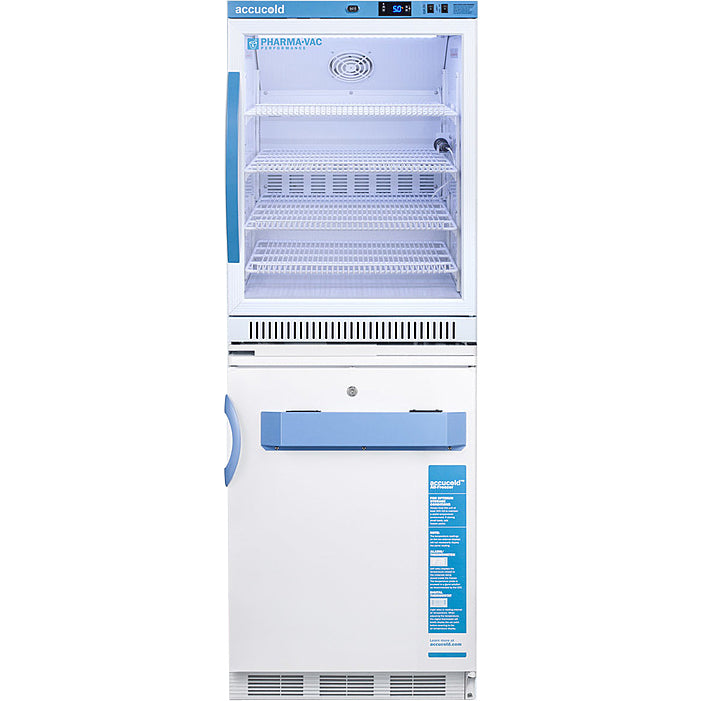 Accucold 6.0 Cu.Ft. Refrigerator/3.2 Cu.Ft. Freezer Combo, 24" Wide | Model ARG6PV-VT65MLSTACKMED2 - microscopemarketplace