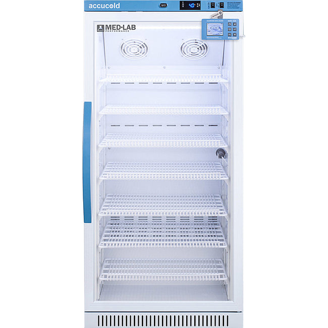 Accucold 8 Cu.Ft., Upright Lab Refrigerator, Digital Data Logger, Glass Door | Model ARG8MLDL2B - microscopemarketplace