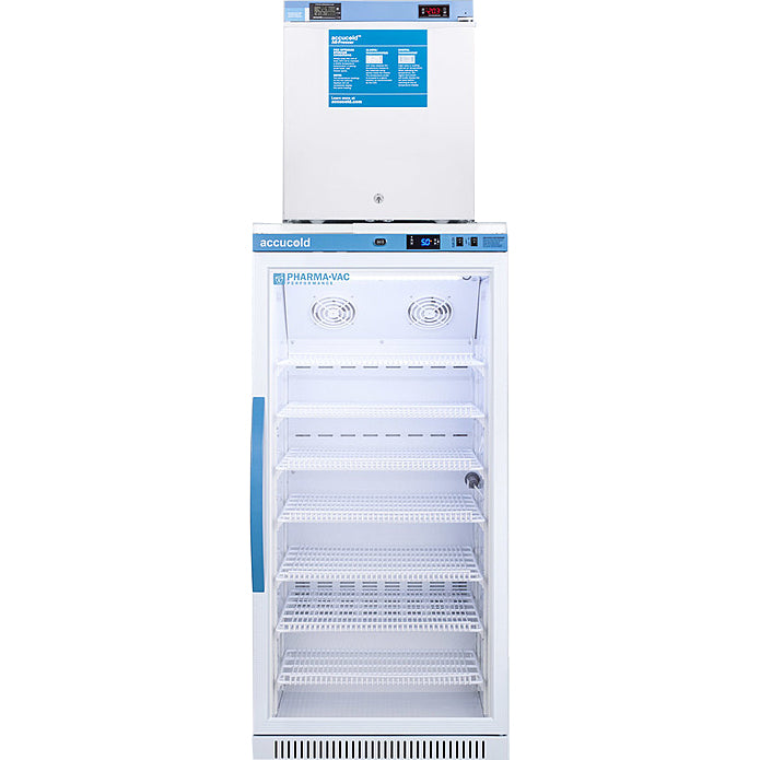 Accucold 8.0 Cu.Ft. Refrigerator/1.4 Cu.Ft. Freezer Combo, 24" Wide | Model ARG8PV-FS24LSTACKMED2 - microscopemarketplace
