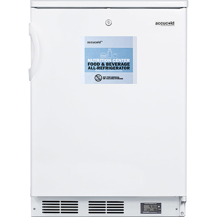 Accucold 5.5 Cu.Ft. All-Refrigerator, 24" Wide, Digital Temp Display, Solid Door | Model FF6LWBI7NZ - microscopemarketplace
