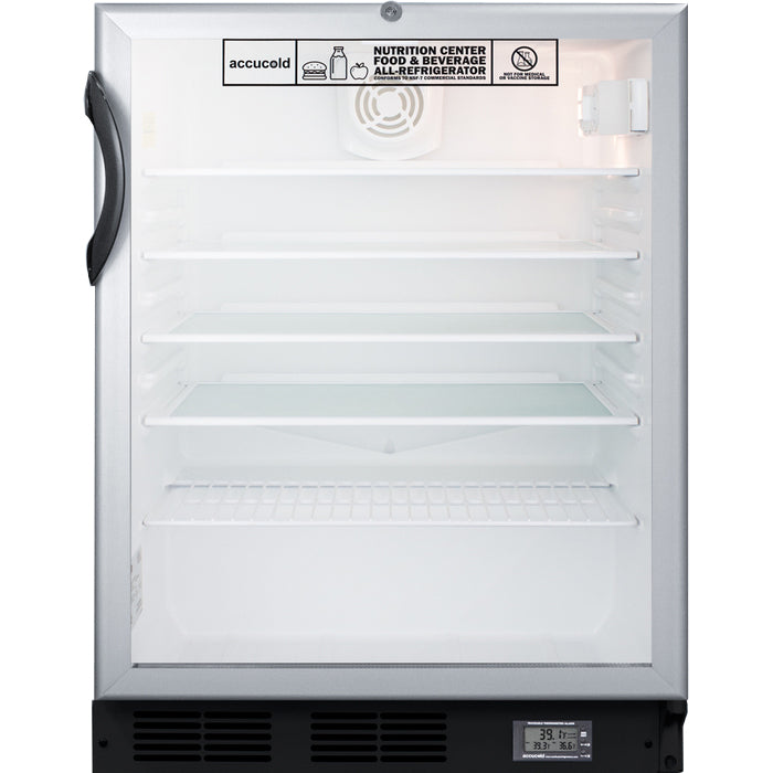 Accucold 5.5 Cu.Ft. ADA Compliant Refrigerator, 24" Wide, Glass Door  | Model SCR600BGLBINZADA - microscopemarketplace