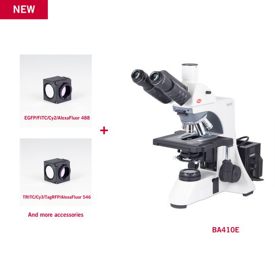 Motic BA410E with FITC and TRITC Filter Fluorescence Bundle Microscope - microscopemarketplace