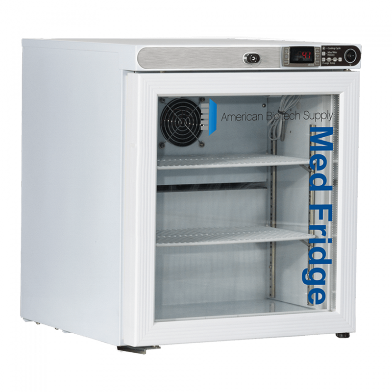 ABS 1 Cu Ft Pharmacy Glass Door Refrigerator-Left Hinged PH-ABT-HC-UCFS-0104G-LH - microscopemarketplace