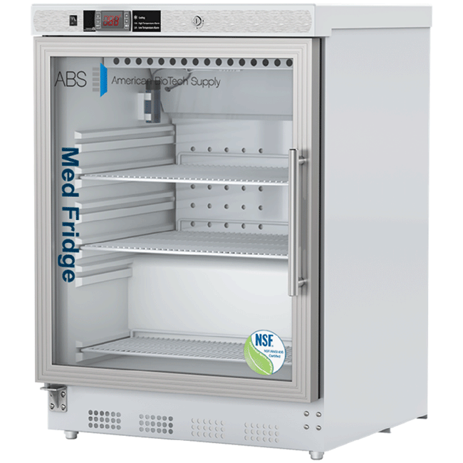 ABS 4.6 Cu Ft. Built-In Glass Door Vaccine. Refrigerator Left Hinged NSF/ANSI 456 Certified - microscopemarketplace